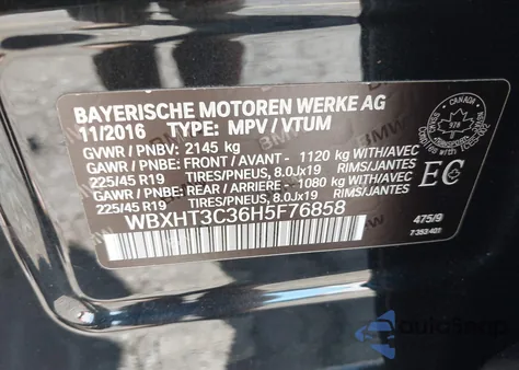2017 BMW X1 xDrive28I from USA, damaged, VIN WBXHT3C36H5F76858